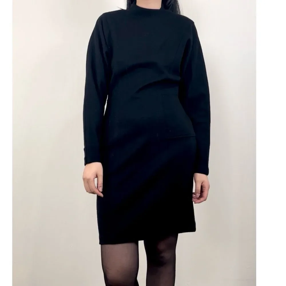 Vintage Patrick Tricot Black Wool Blend Sweater Dress - Picture 2 of 8